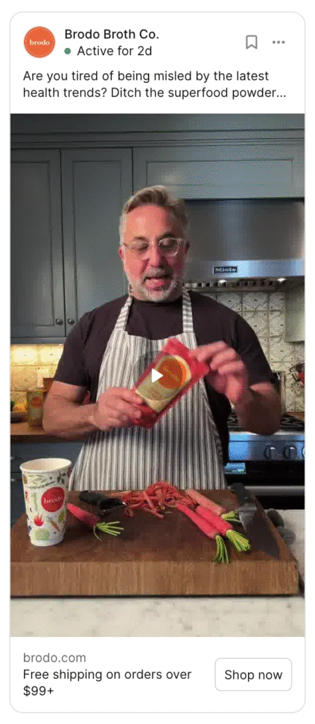 Screenshot of ad copy that converts.